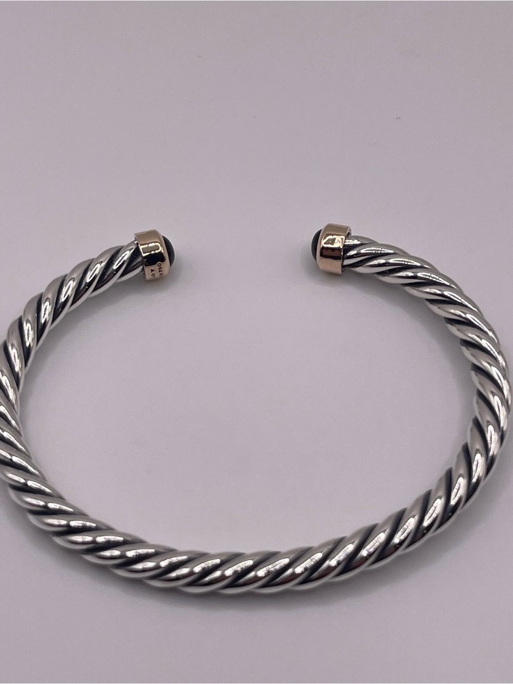David Yurman Cable Cuff Bracelet with 18K Yellow Gold and Black Onyx, 6mm - Picture 10 of 14